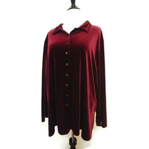 5x Avenue Soft Stretch Burgundy Velvet Shirt
